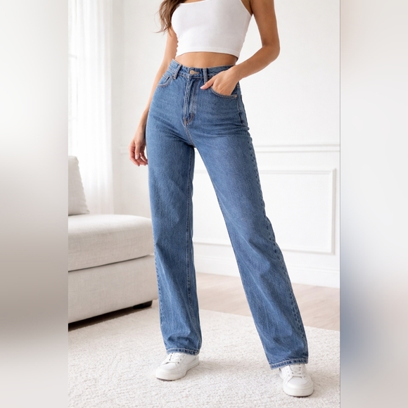 BDG Denim - BDG High-Rise Straight Leg Jeans in Medium Blue